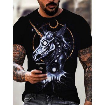 

Short Sleeve Unicorn Printed T-shirt, Multicolor