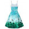 Gothic Tummy Control Skull Swimsuit and Marine Life Cami Dress and Drop Earrings Outfit - multicolor S
