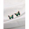 Flounce Butterfly Cross Tankini Swimsuit and Ombre Dress and Stud Earrings Outfit - GREEN S