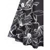 Sketch Leaf Floral Print Crisscross Skirted Tank Top - BLACK L