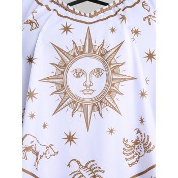 Celestial Sun Animal Graphic Swimsuit Crisscross High Rise Tankini Swimsuit