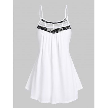 

Rose Floral Lace Insert Cut Out Skirted Cami Top, White