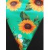 Surplice Tee Cinched Tie Ruched Sunflower Floral Print Faux Twinset T Shirt - LIGHT GREEN XXL