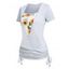 T-shirt Superposé à Imprimé Fleur Plissé Noué en Fausse Deux Pièces - Gris Clair M