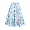 Cross Wrap Bowknot Top and Butterfly Flower Pleated Skirt Outfit - LIGHT BLUE XXXL