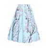 Cross Wrap Bowknot Top and Butterfly Flower Pleated Skirt Outfit - LIGHT BLUE XL