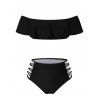 Off Shoulder Flounce Strappy Bikini Swimsuit/Bathing Suit/Swimwear - BLACK M