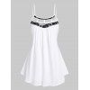 Rose Floral Lace Insert Cut Out Skirted Cami Top - WHITE L