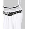 Rose Floral Lace Insert Cut Out Skirted Cami Top - WHITE XXXL