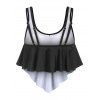 Vintage Swimsuit Top Pointed Hem Floral Sun Moon Print Tankini Swimwear Top - BLACK XXXL