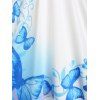 Plus Size Butterfly Print O Ring Corset Style Strap Skirted Tank Top - LIGHT BLUE 4X