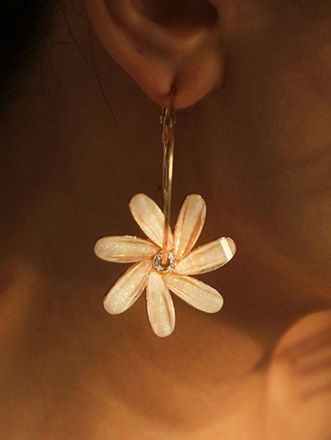Boucles D'Oreilles Motif Floral en Diamant Fantaisie Style Bohémien