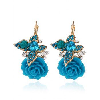 

Rhinestone Artificial Diamond Rose Flower Pattern Resin Earrings, Blue