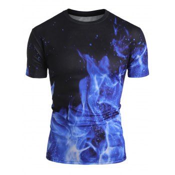 

Fire Flame Print Short Sleeve T-shirt, Multicolor