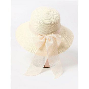 

Beach Vacation Bowknot Outdoor Sun Straw Cap, White