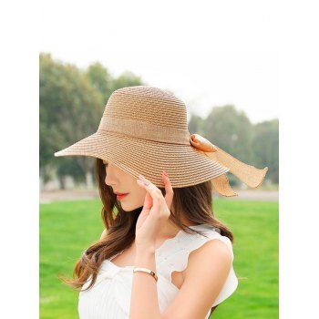 

Beach Vacation Bowknot Outdoor Sun Straw Cap, Coffee