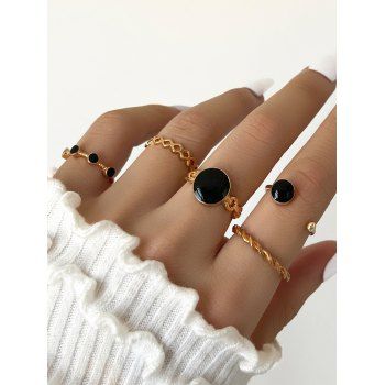 

Vintage 5 Pcs Dot Hollow Out Alloy Ring Set, Golden