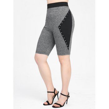 

Plus Size Heathered Studded Short Leggings, Dark gray