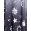 Sun Moon Print Ombre Color Asymmetrical Hem Skirted Tent Cami Top - BLACK M