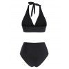 Maillot de Bain Bikini Gothique Panneau en Dentelle à Taille Haute à Lacets - Noir M