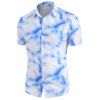 Tie Dye Print Short Sleeve Shirt - WHITE XL