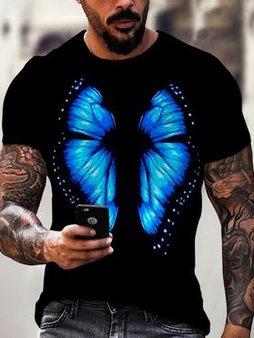 T-shirt Tunique Gothique à Imprimé 3D Aile de Papillon Abstrait