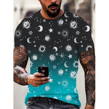 Galaxy Ombre Moon and Sun Print T-shirt