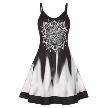 

Bohemian Flower Print Ombre Mini Dress, Black