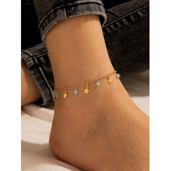 

Beach Star Blue Beads Pendants Golden Chian Anklet