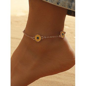 Beach Golden Daisy Floral Pendants Chain Anklet dresslily imagine noua 2022