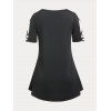 T-shirt Croisé à Epaule Dénudée Imprimé de Grande Taille avec Strass - Noir 1X | US 14-16