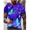 T-shirt Unisexe à Imprimé Papillons Galaxie 3D - multicolor 3XL