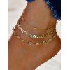 3 Pcs Golden Rhinestone Arrow Beads Chian Anklets Set - GOLDEN 