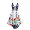 Bohemian Vacation Butterfly Pineapple Polka Dots Plunge Asymmetric Dress - WHITE XXL