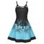 Mini Robe Décontractée Ligne A en Dentelle Insérée à Imprimé Fleur Style Bohémien - Noir XL