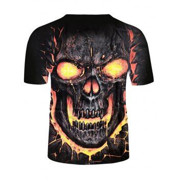 Gothic Skull Fire Flame 3D Print T Shirt Short Sleeve Casual Summer Tee