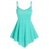 V Neck Skirted Plain Color High Waist Cami Top and Floral Lace Button T Shirt Set - LIGHT GREEN XXL