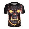 Gothic Skull Fire Flame 3D Print T Shirt Short Sleeve Casual Summer Tee - multicolor 2XL