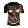 Gothic Skull Fire Flame 3D Print T Shirt Short Sleeve Casual Summer Tee - multicolor 2XL