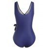 Maillot de Bain Une-Pièce à Décolleté Plongeant à Imprimé Cachemire Style Bohémien - Bleu L