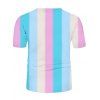 Pastel Colorful Stripe Print T-shirt Short Sleeve Casual Summer Tee - multicolor 3XL
