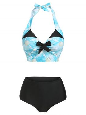 Vacation Shell Print Swimsuit Halter Mix And Match High Rise Bikini Swimwear Set