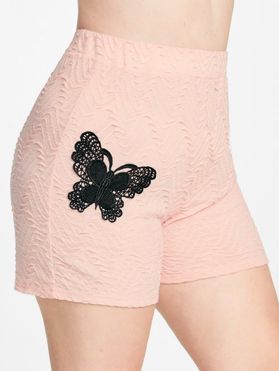 Plus Size Lace Butterfly Textured Shorts