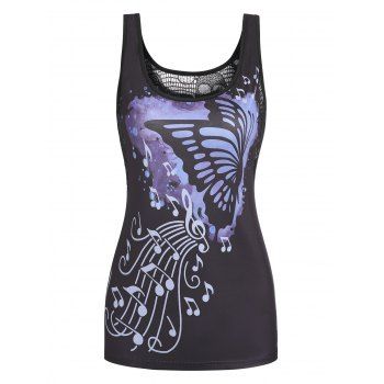 

Gothic Skull Rose Flower Print Lace Panel Tank Top, Multicolor a