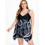 Plus Size & Curve Paisley Print Handkerchief Swim Dress - BLACK L