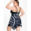 Plus Size & Curve Paisley Print Handkerchief Swim Dress - BLACK 4X