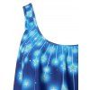 Stars Print Ruched Hem Double Straps Tankini Swimwear - BLUE XL