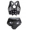 Plus Size Skull Ruched Criss Cross Tankini Swimwear - BLACK 5X