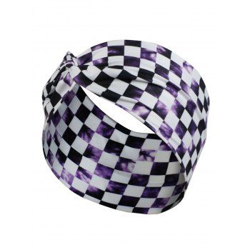 

Trendy Plaid Tie Dye Headband Twisted Wide Stretchy Wash Face Yoga Hairband, Concord