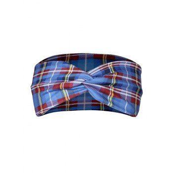 

Plaid Sporty Headband Twisted Wide Stretchy Workout Sweat Wicking Hairband, Light blue